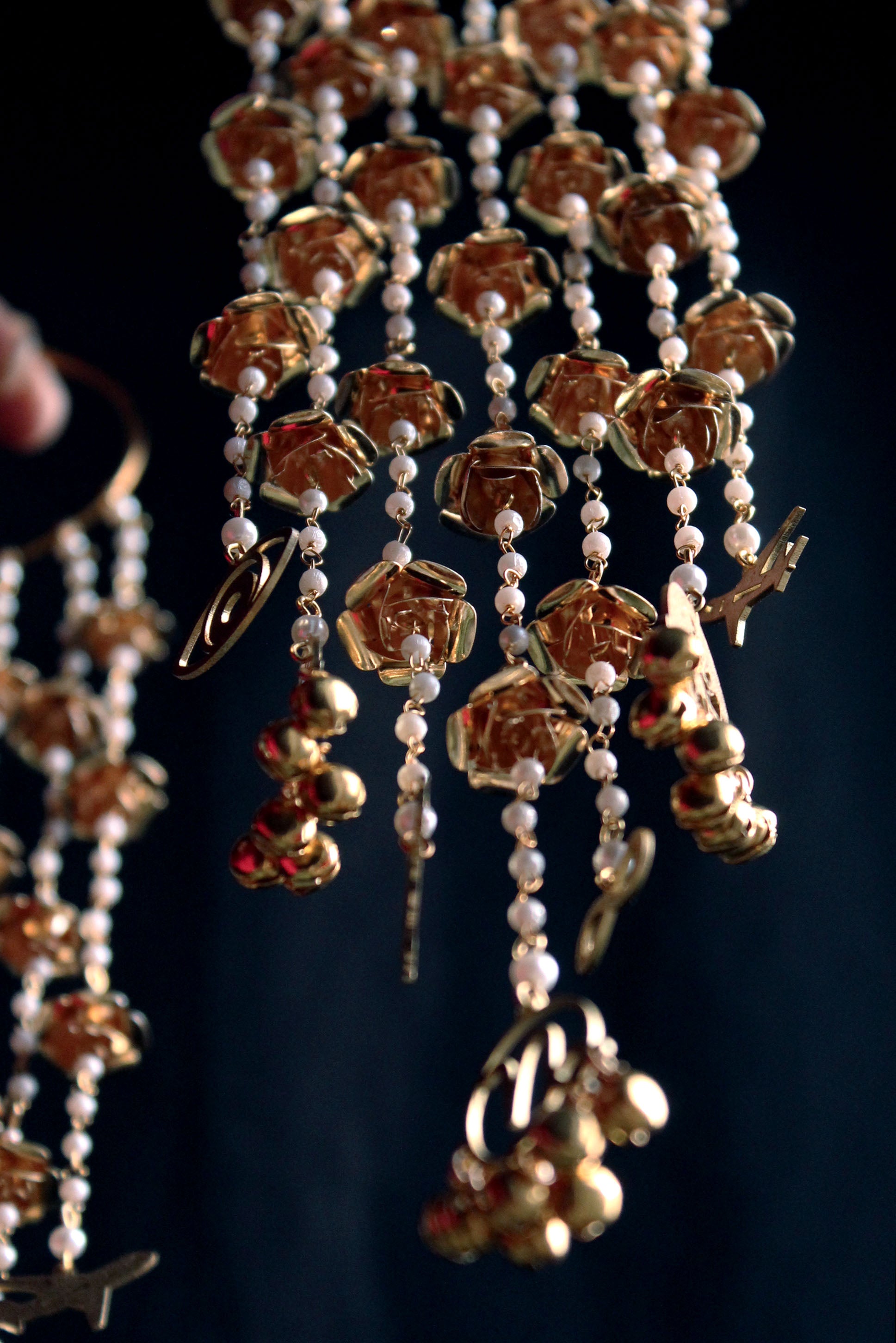 Personalised Charms Bangle Flower Kaleere with Pearl Strings