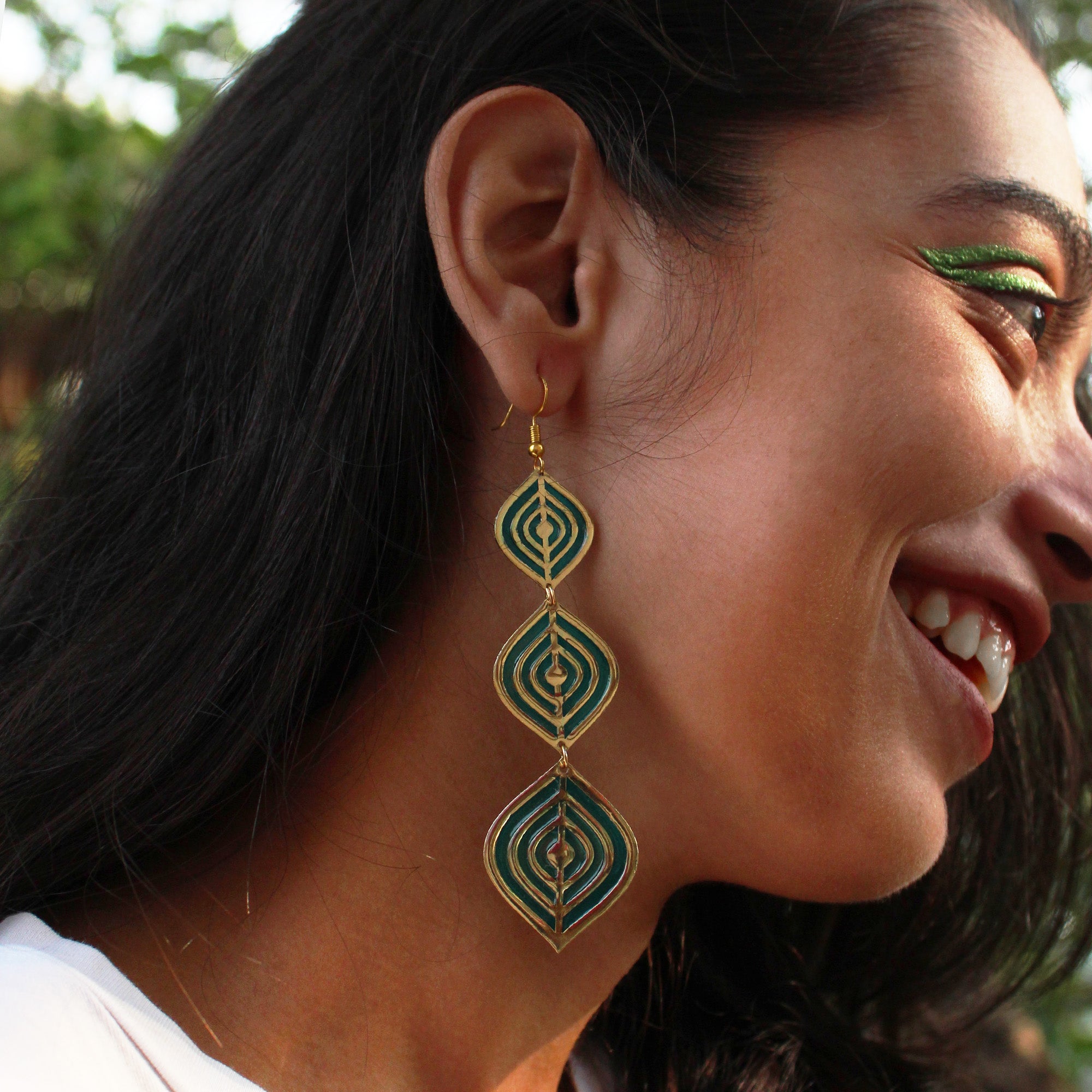 Aqua Ripple Resin Earrings