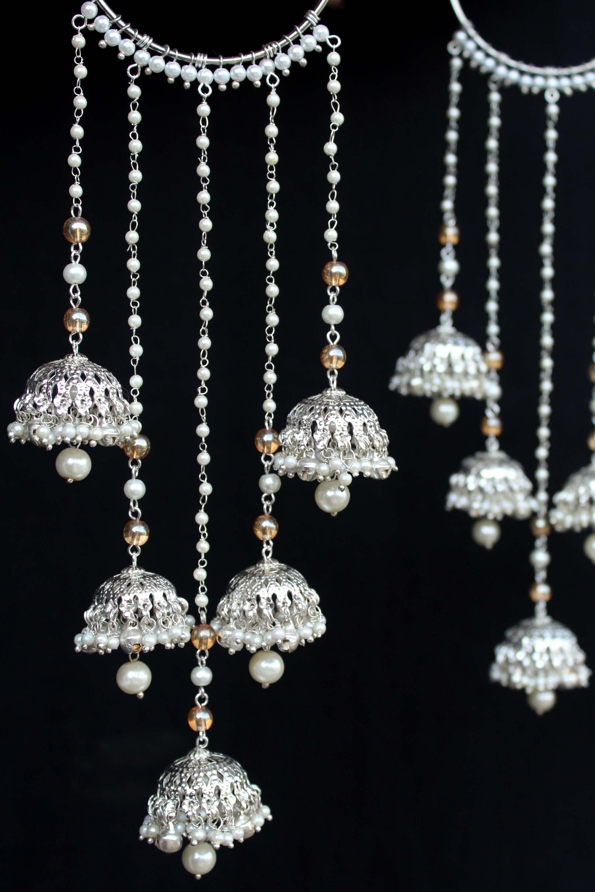 Shimmering Silver Ghungroo Kaleere - Set Of 2 Pieces