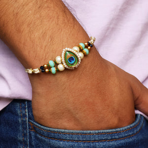 Mor Pankh Beaded Rakhi