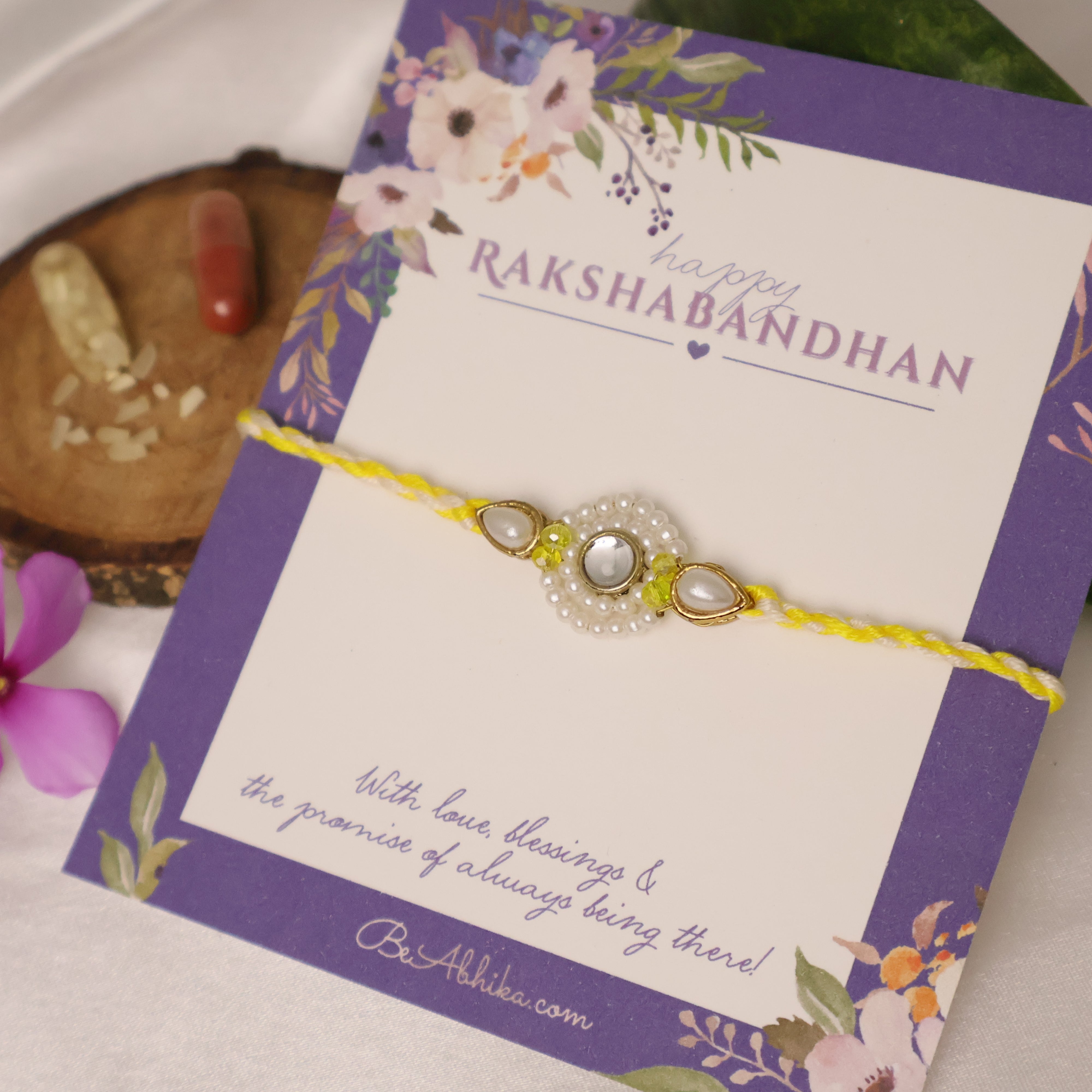Pearl Kundan Halo Designer Rakhi