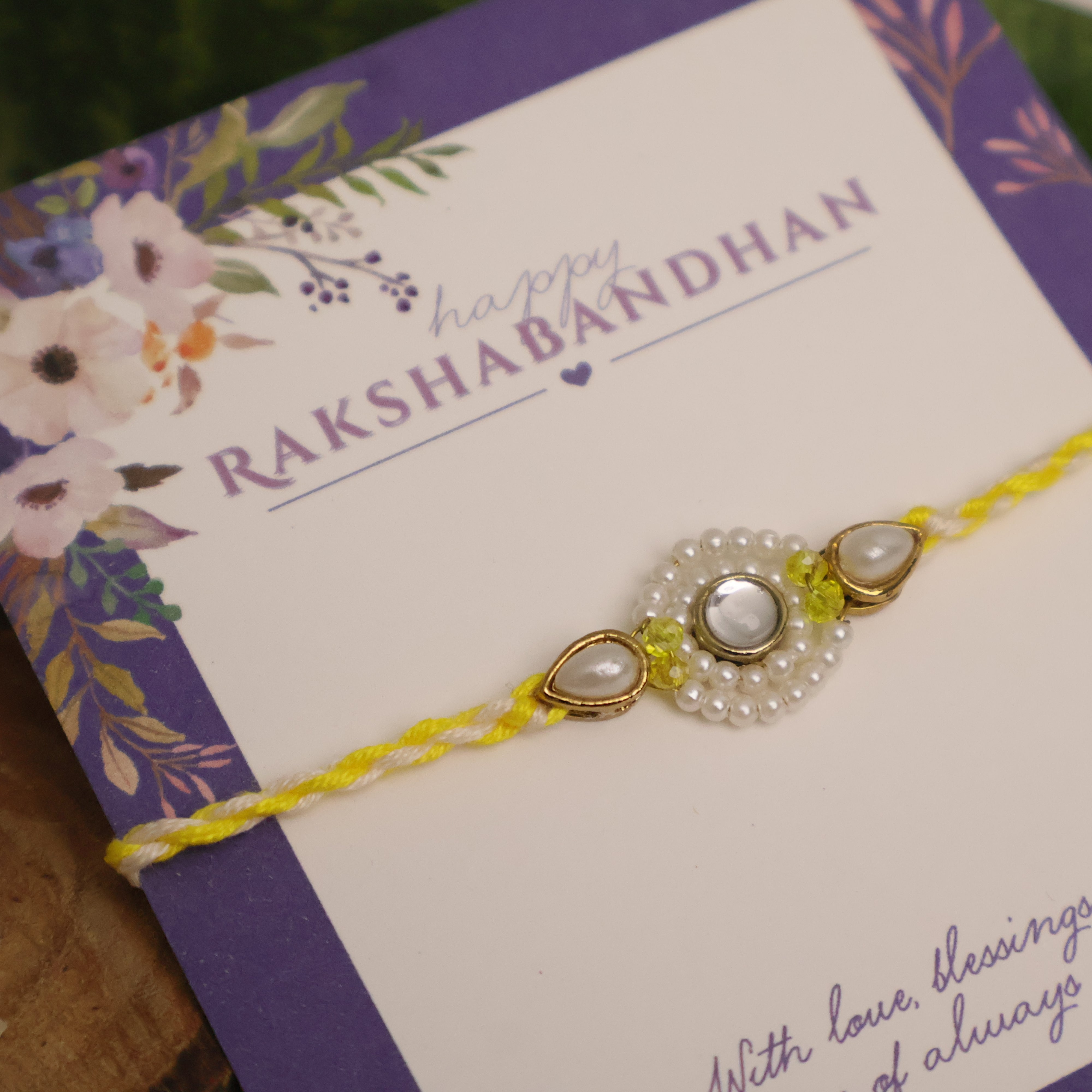 Pearl Kundan Halo Designer Rakhi