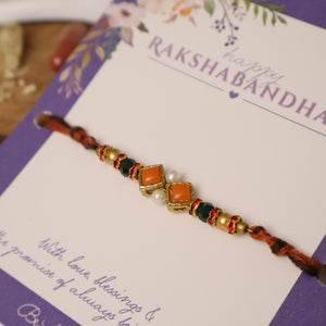 Amber Diamond Beaded Thread Rakhi