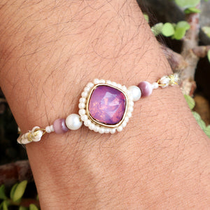 Royal Amethyst Pearl Rakhi-Lumba Set