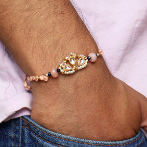 Royal Kundan Pearl Rakhi & Chandbali Lumba Set