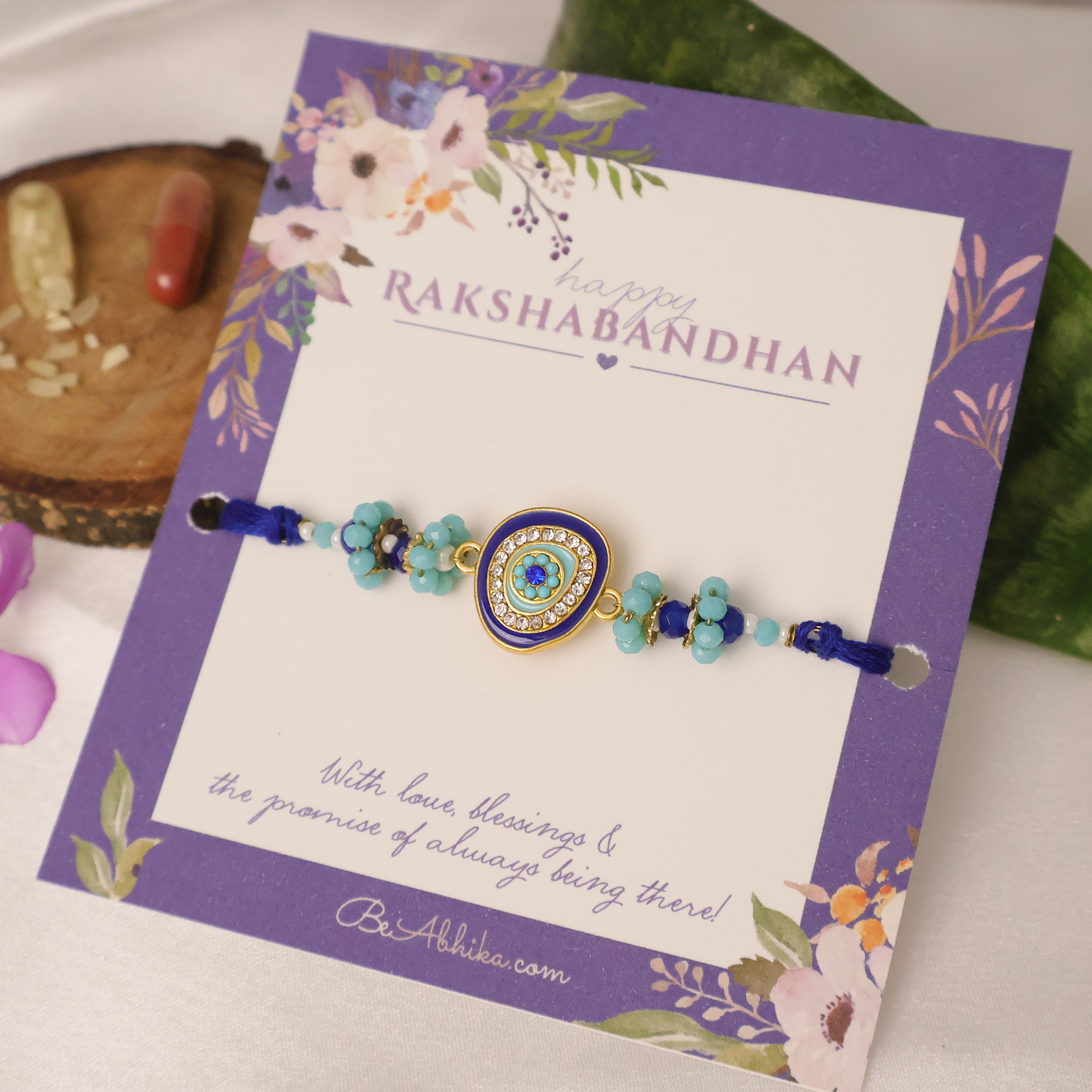 Blue Evil Eye Beaded Rakhi