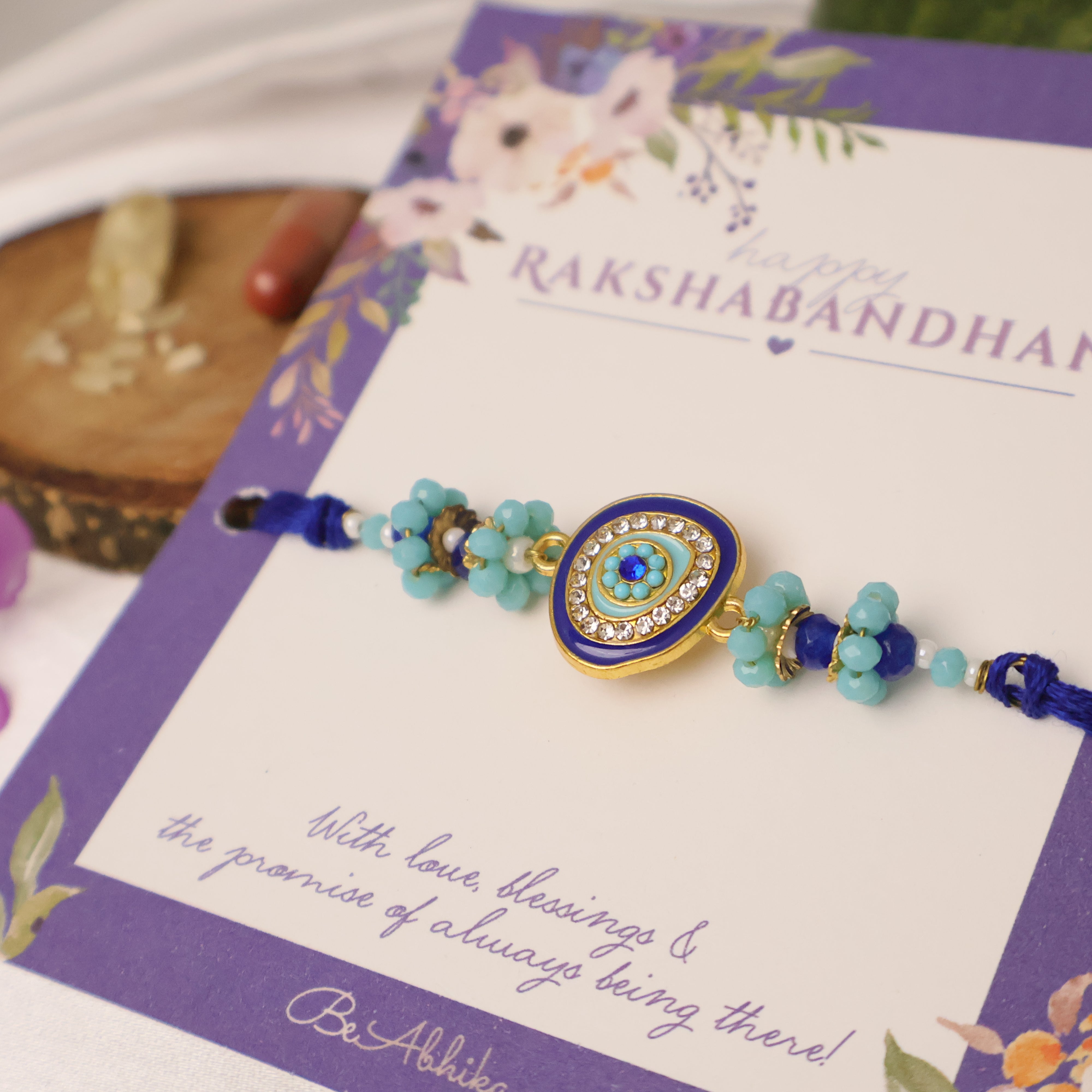 Blue Evil Eye Beaded Rakhi
