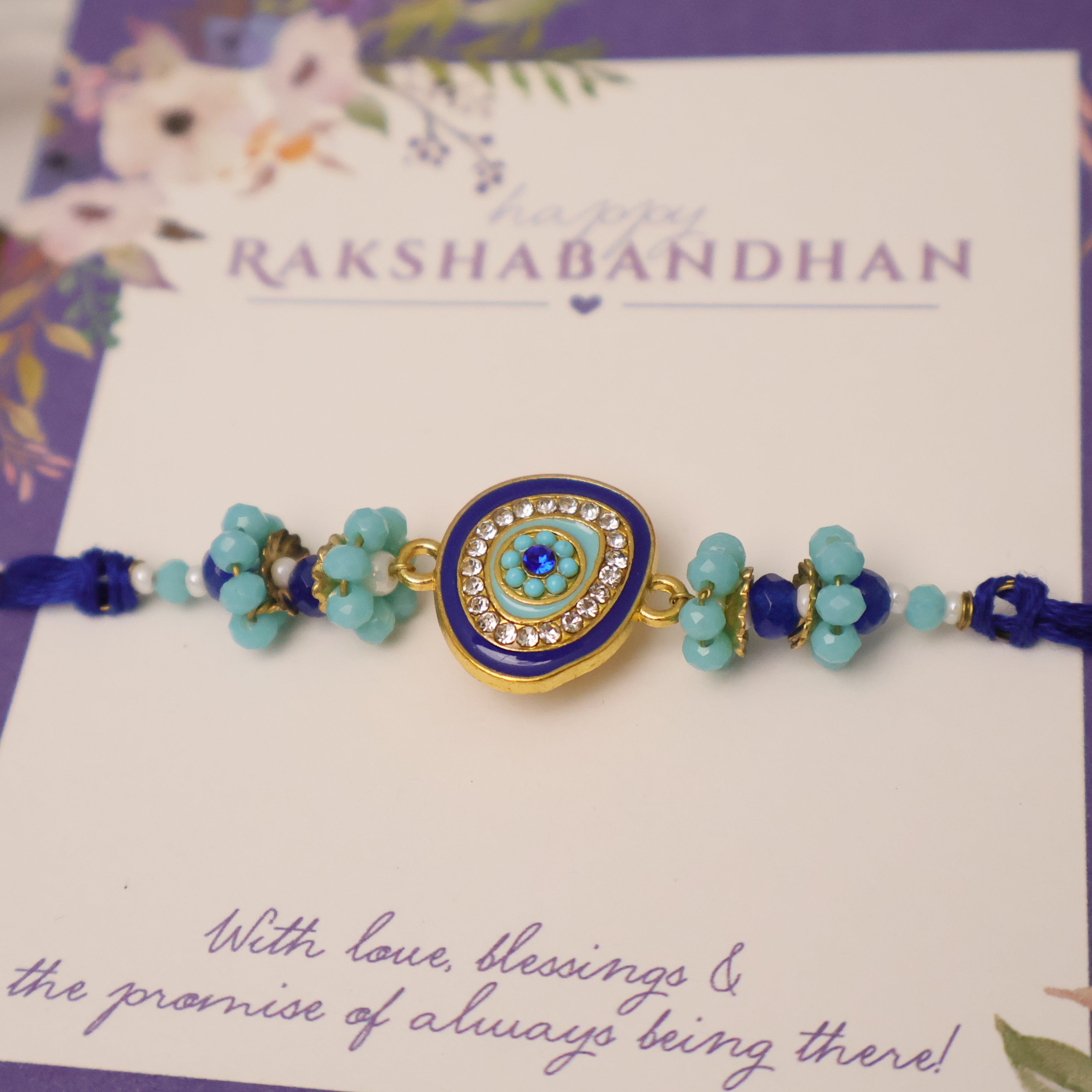 Blue Evil Eye Beaded Rakhi