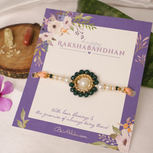 Green Pearl Floral Beaded Rakhi