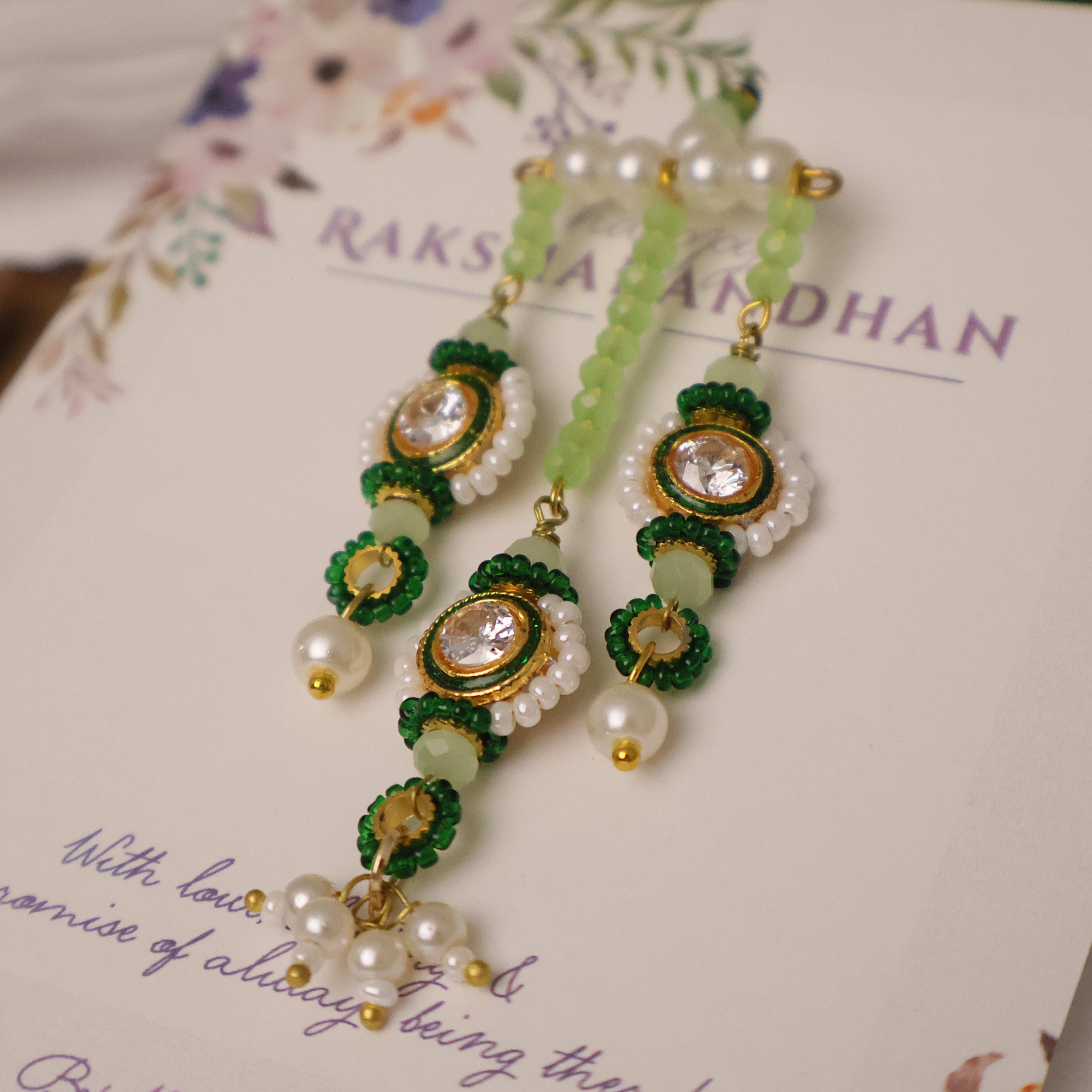 Emerald Kundan Pearl Tassel Designer Lumba