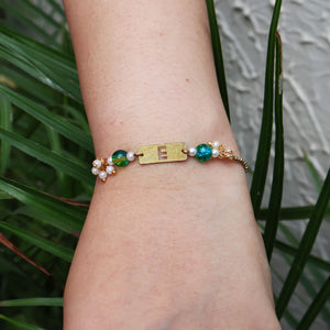 Green Grace & Pearl Charm Personalised Rakhi-Lumba Set