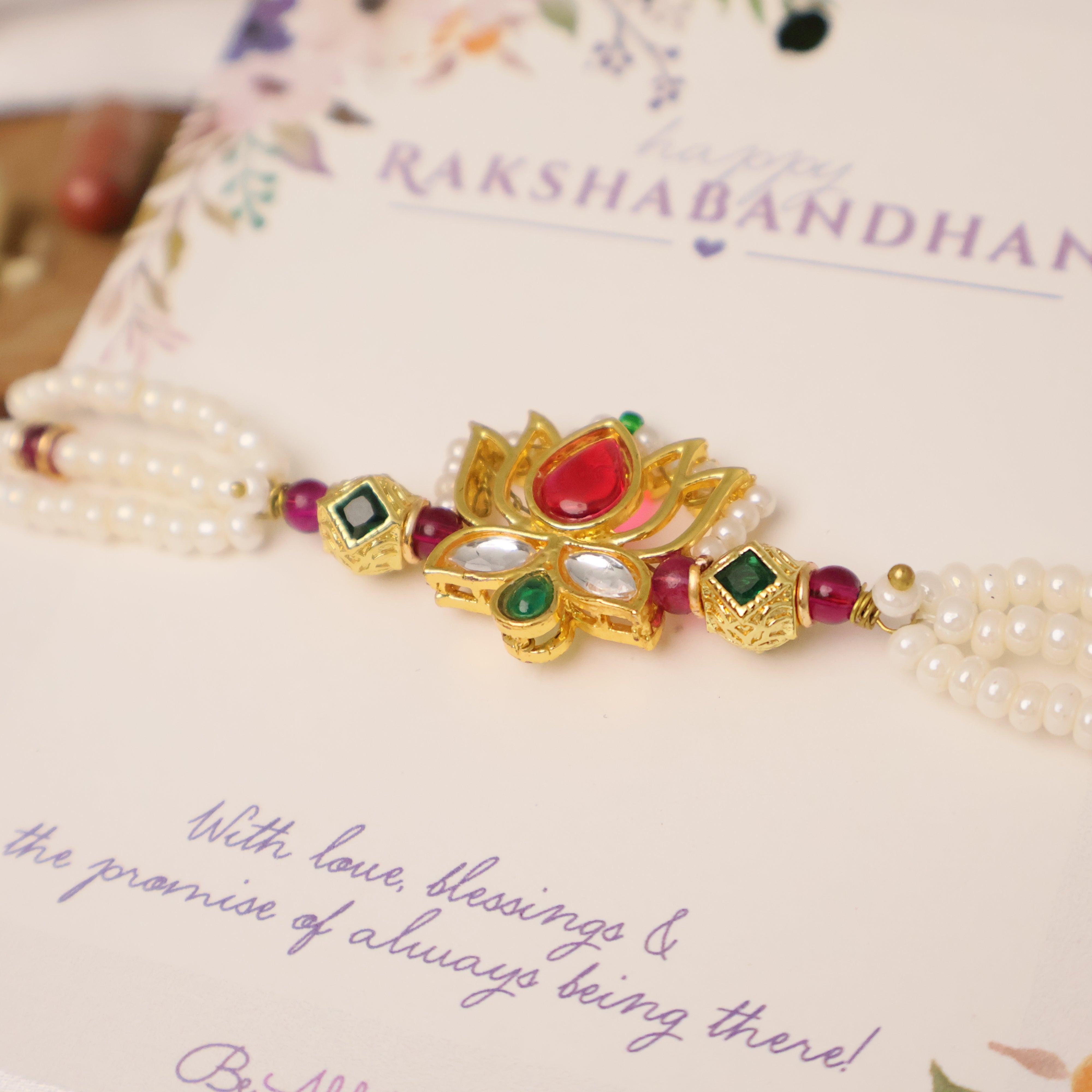 Royal Lotus Pearl Adjustable Lumba Bracelet