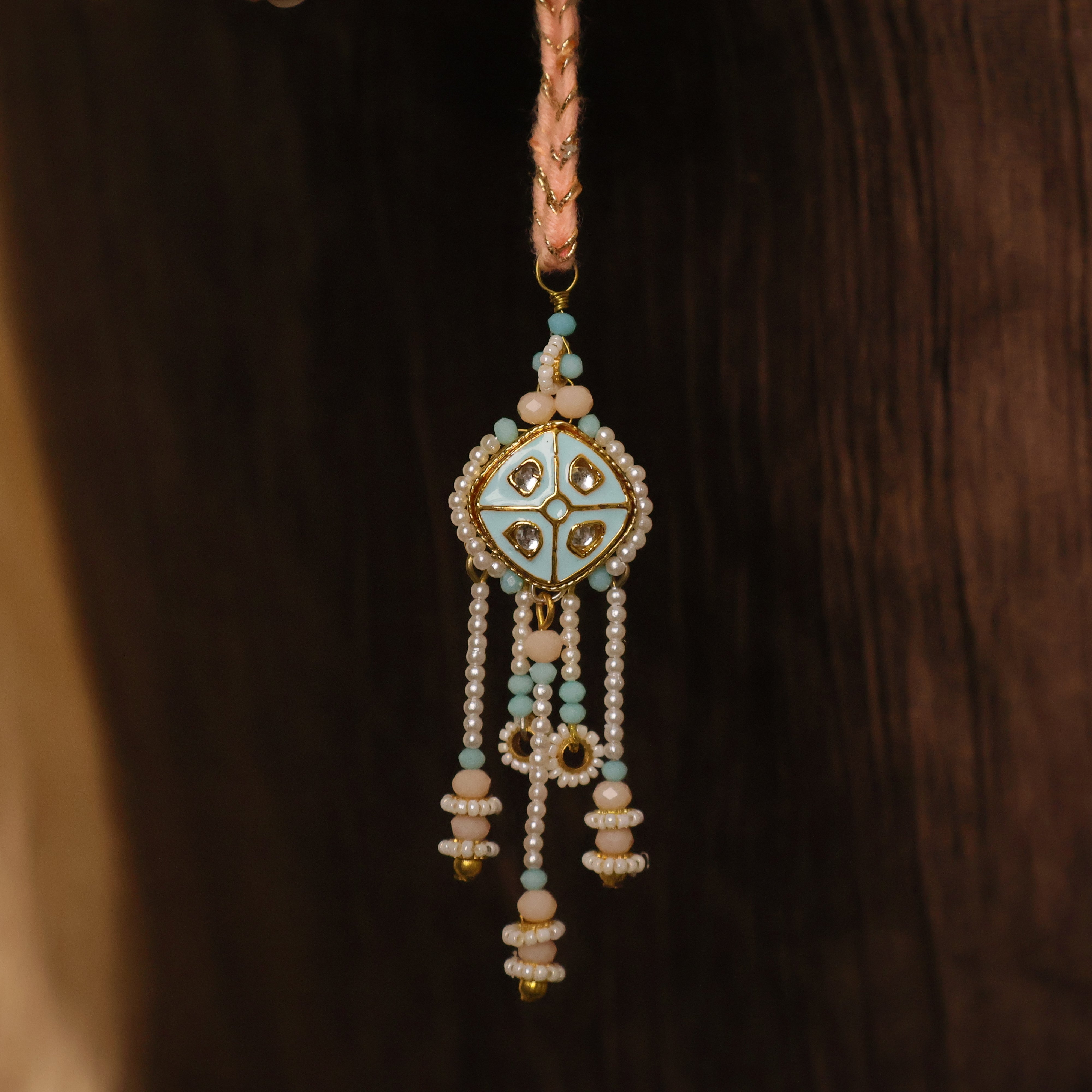 Pastel Kundan Tassel Pearl Charm Lumba