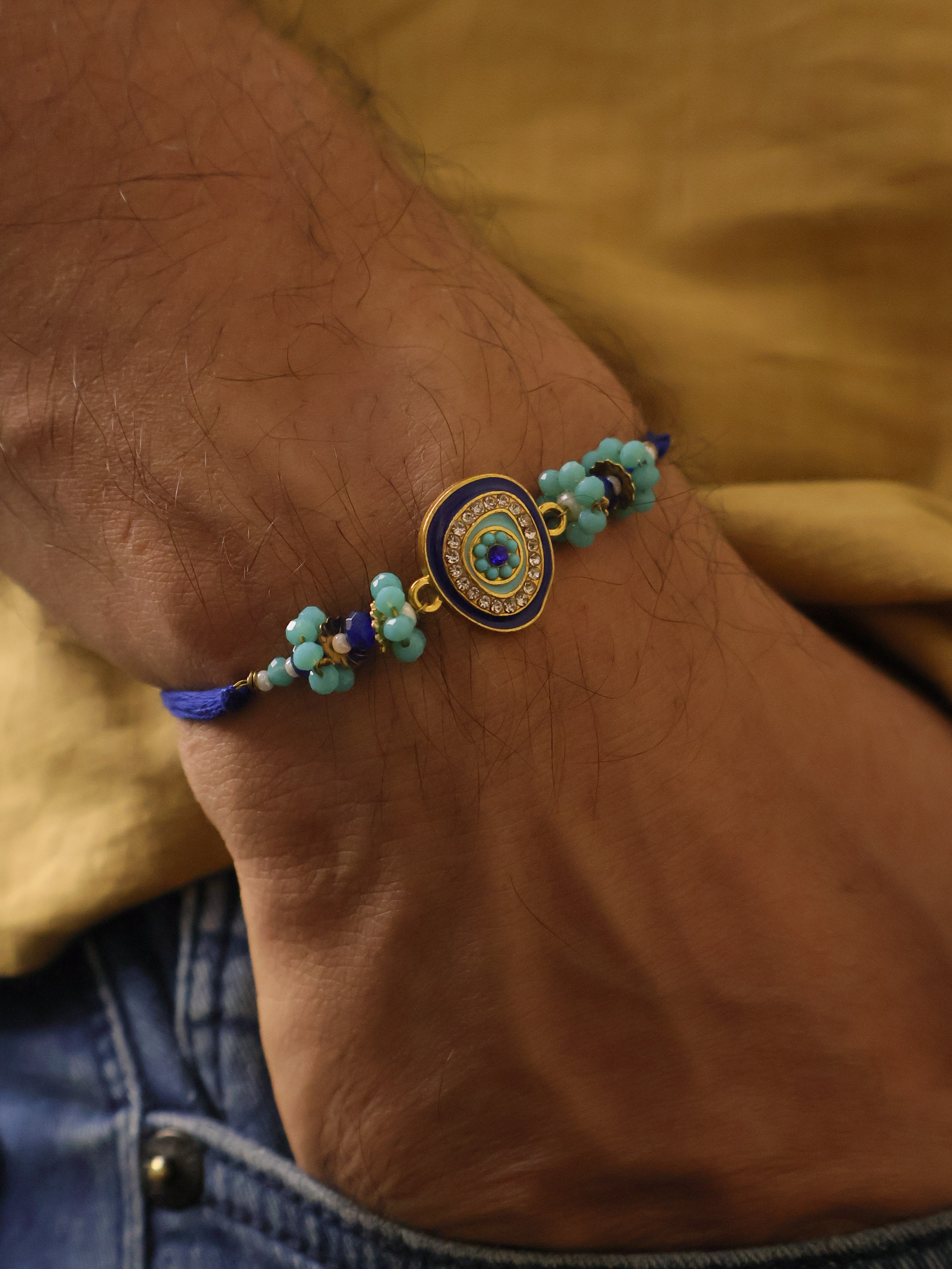 Blue Evil Eye Beaded Rakhi