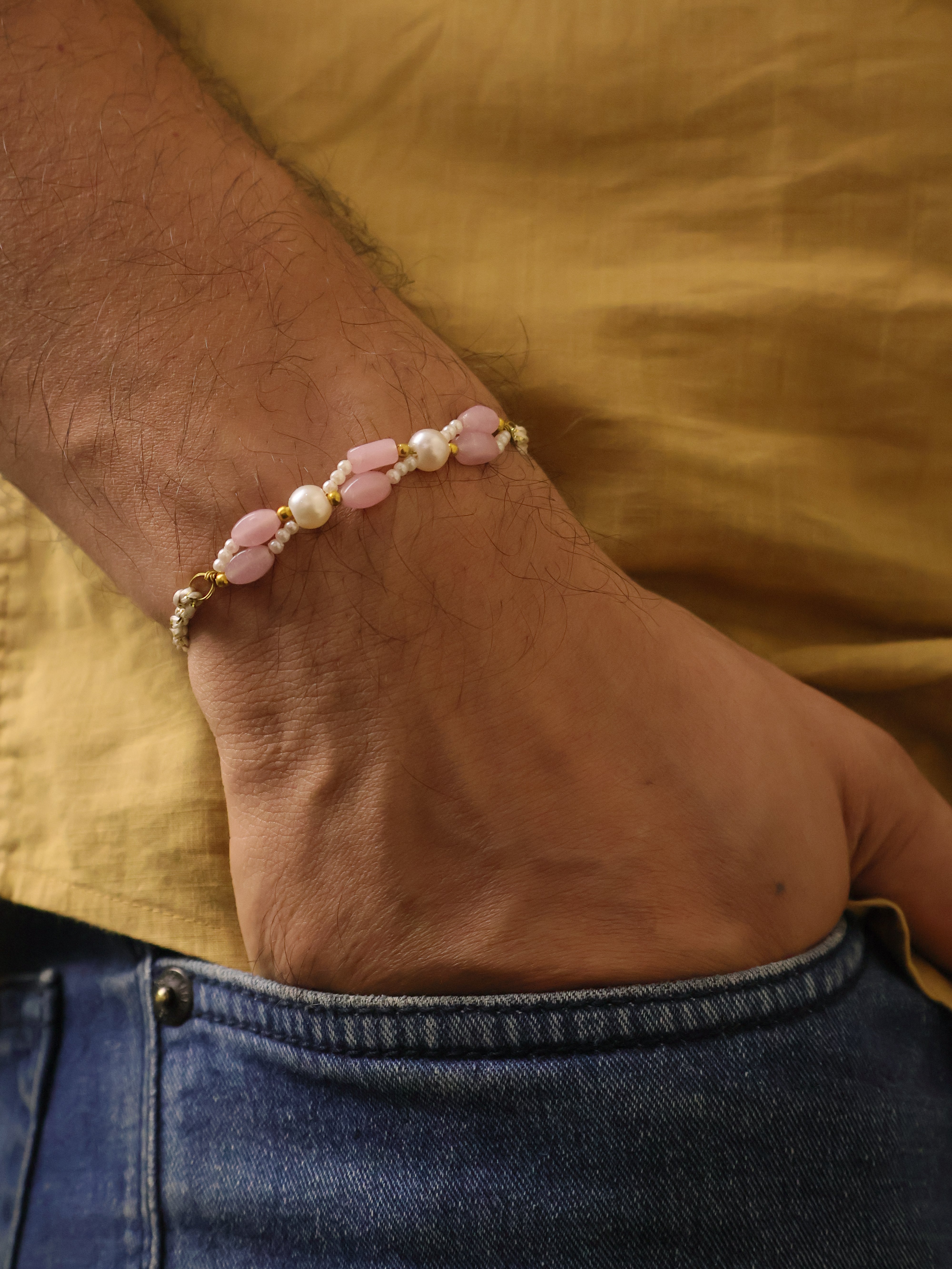 Pink Pearl Beaded Designer Rakhi