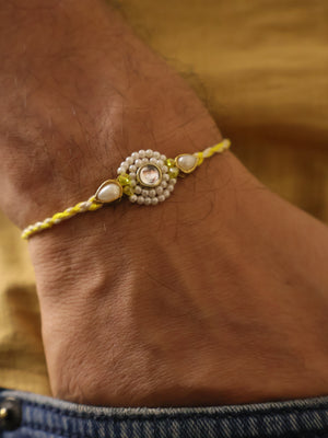 Pearl Kundan Halo Designer Rakhi