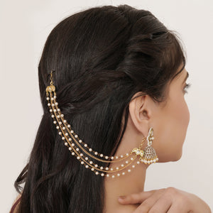 Kundan Pearl Multi-Layer Hair Chain