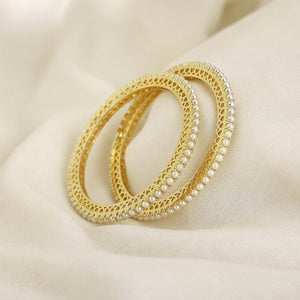 Pearl Elegance , One Pair Of Bangles - BeAbhika.com