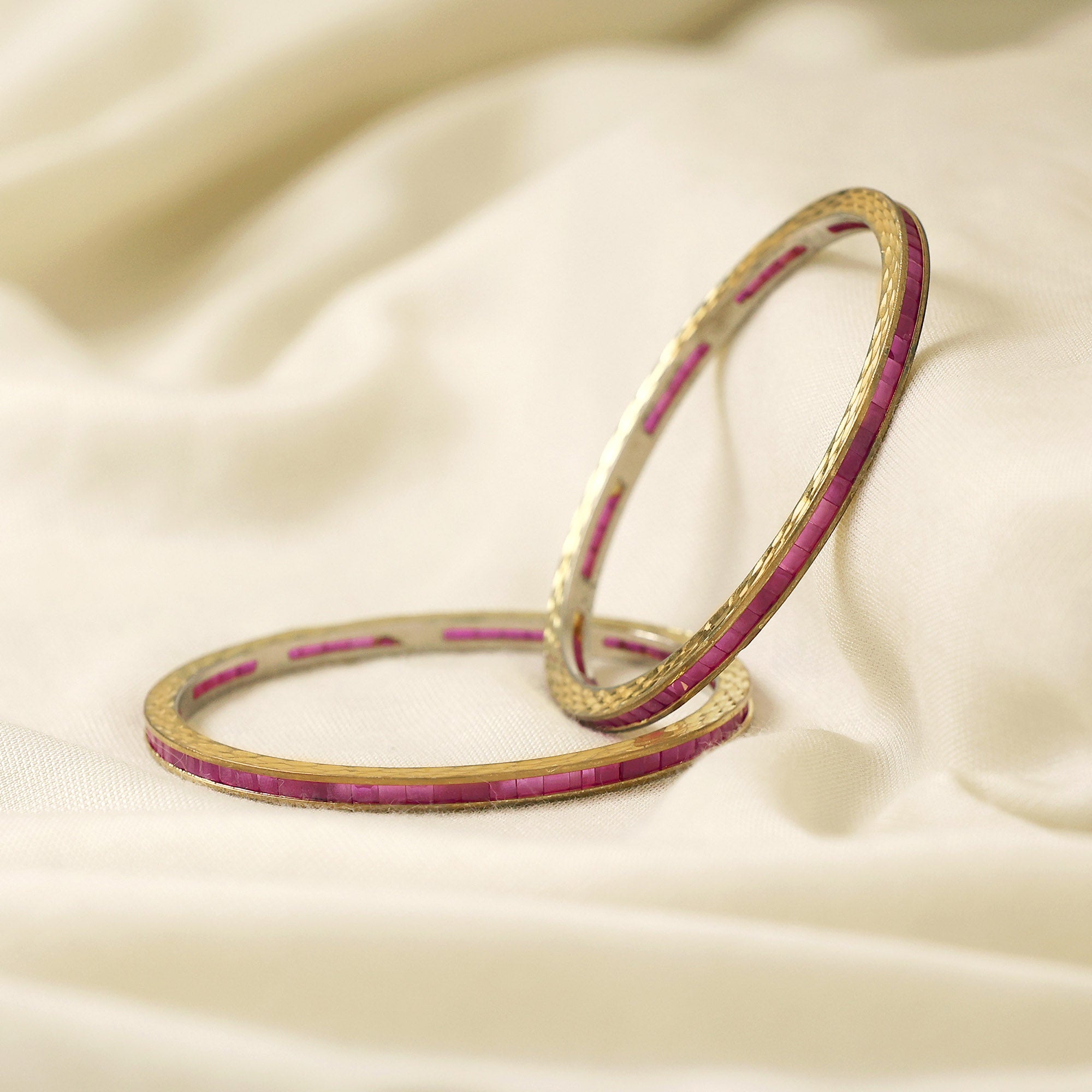 Gold-Plated Pink Ruby 2 Bangles