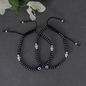 925 Sterling Silver Evil Eye Adjustable Anklets With Black Cord - BeAbhika.com