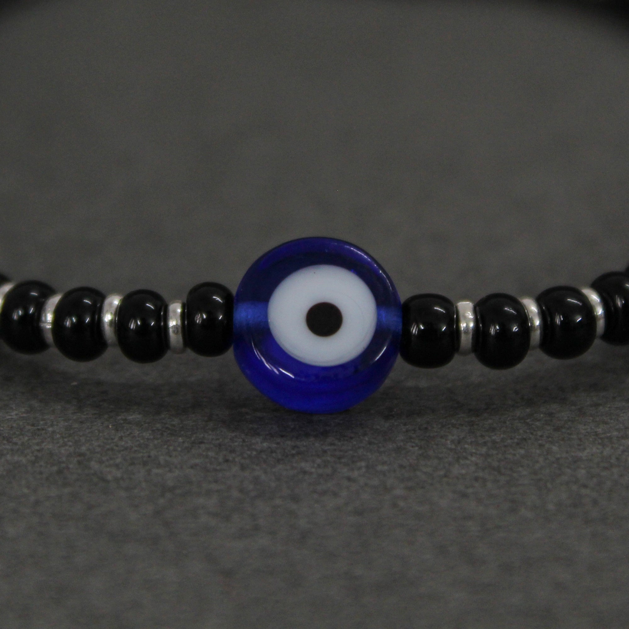 925 Sterling Silver Evil Eye Adjustable Anklets With Black Cord