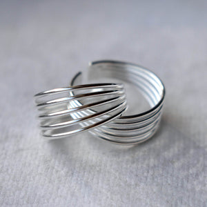 Sterling Silver 5 Lines Broad Toe Ring FREE SIZE - BeAbhika.com