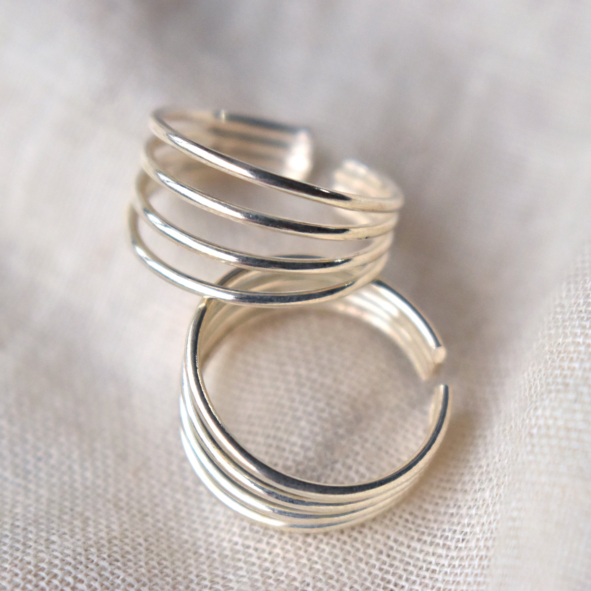 Striped Sterling Silver Adjustable Toe Ring