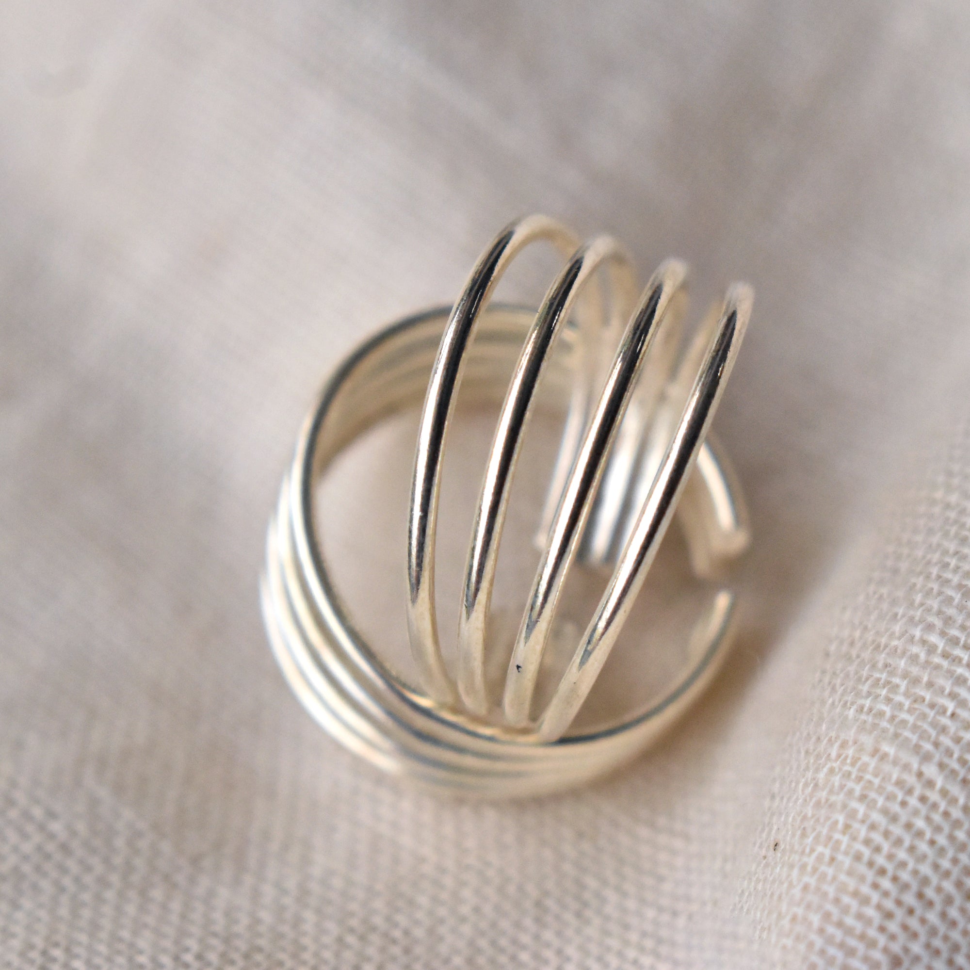 Striped Sterling Silver Adjustable Toe Ring