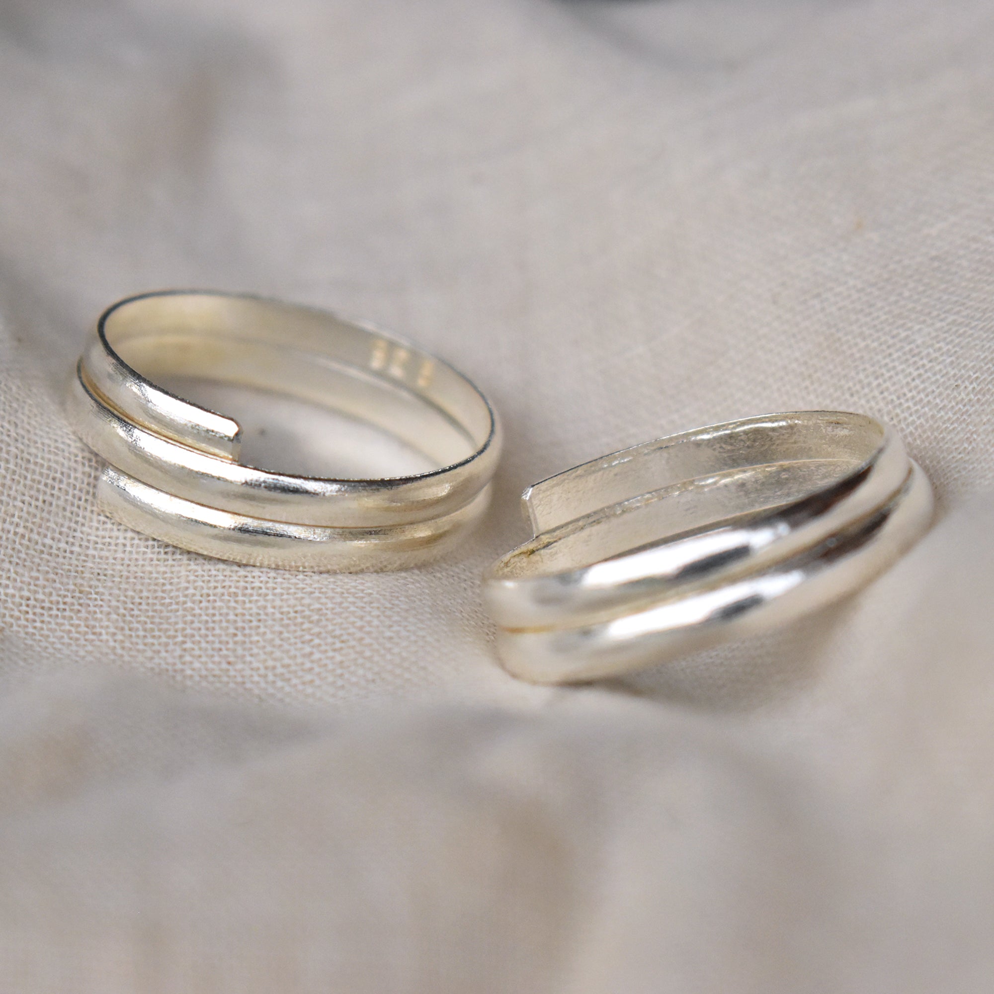 Double-Stacked Adjustable Sterling Silver Toe Ring