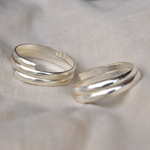 Double-Stacked Adjustable Sterling Silver Toe Ring