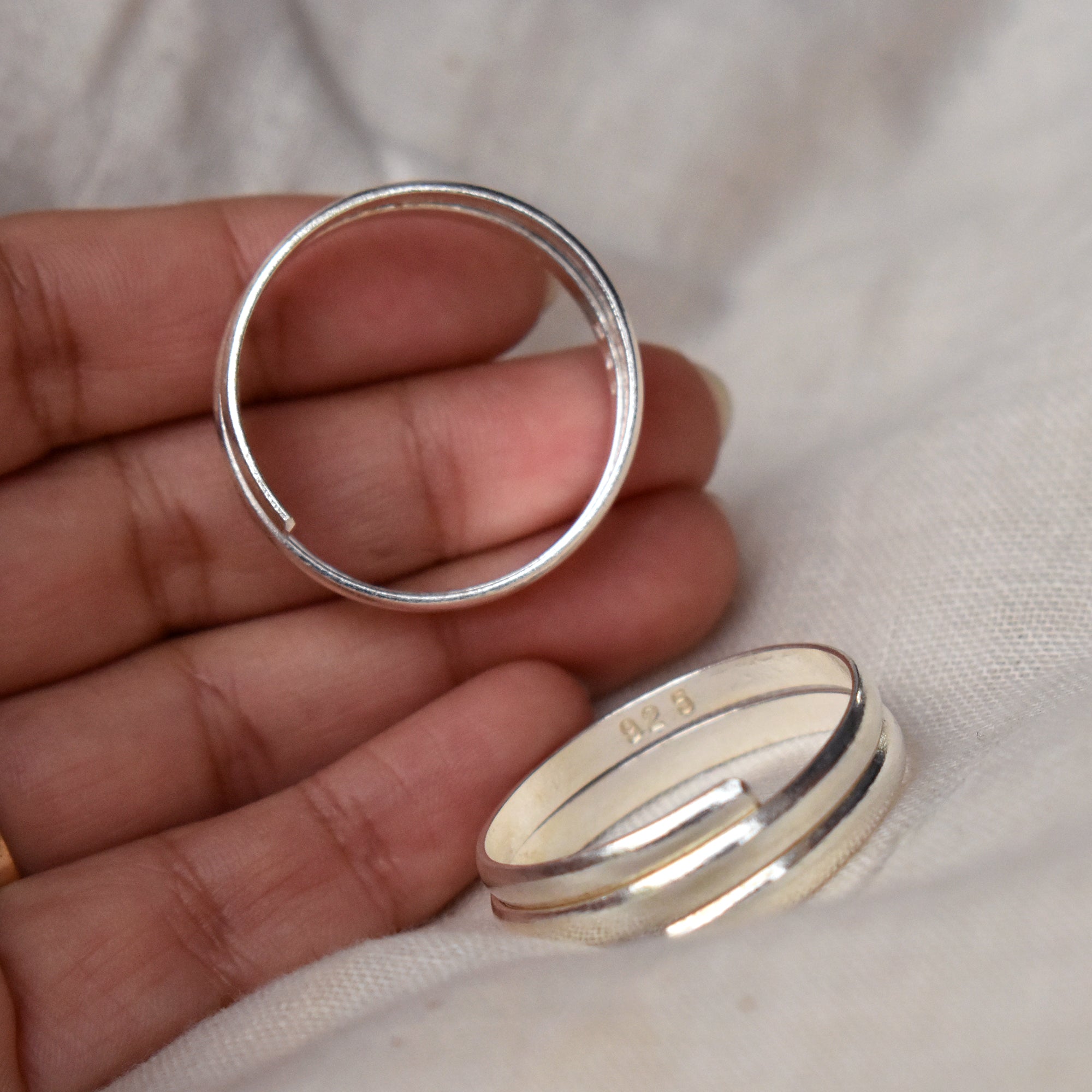 Double-Stacked Adjustable Sterling Silver Toe Ring