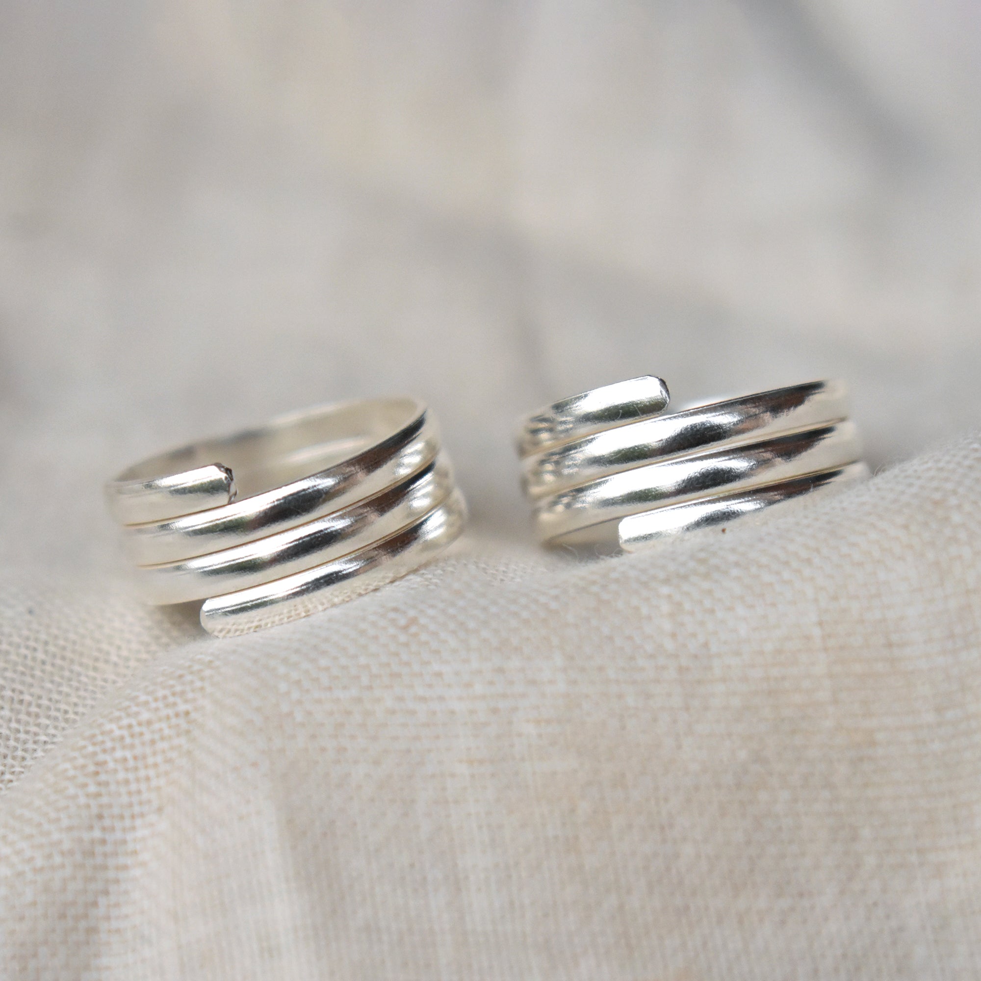 Multi-Band Adjustable Sterling Silver Toe Ring