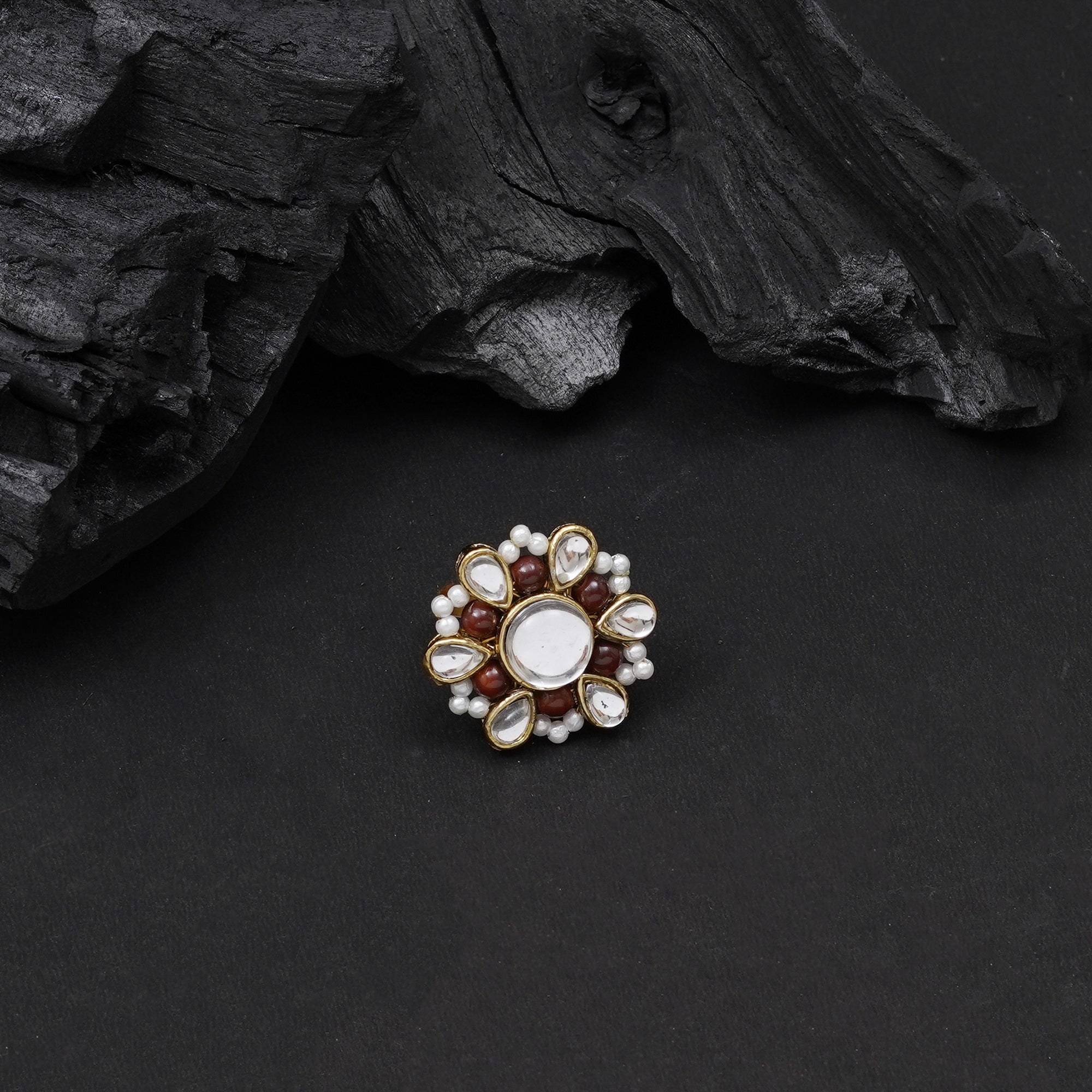 Beaded Bloom Adjustable Ring