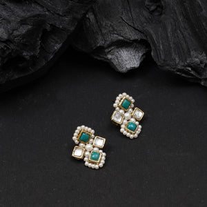 Mint Royale Pearl Studs - BeAbhika.com