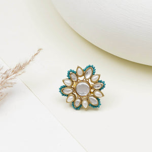 Adjustable Kundan Cocktail Ring - BeAbhika.com