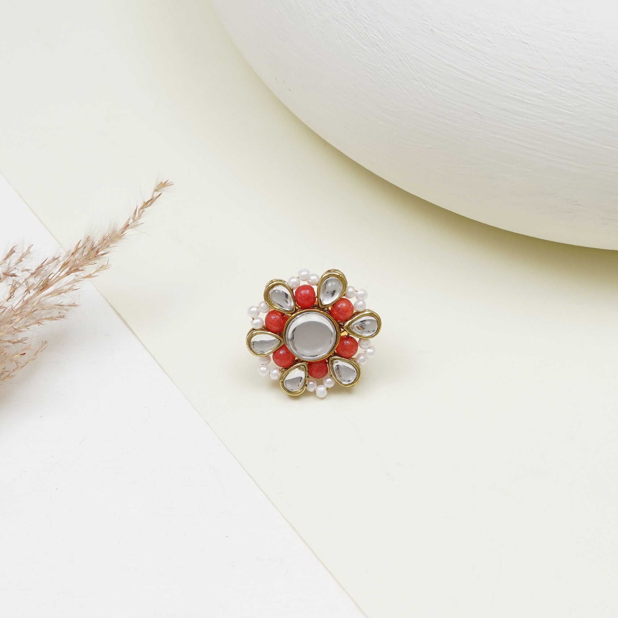 Beaded Bloom Adjustable Ring