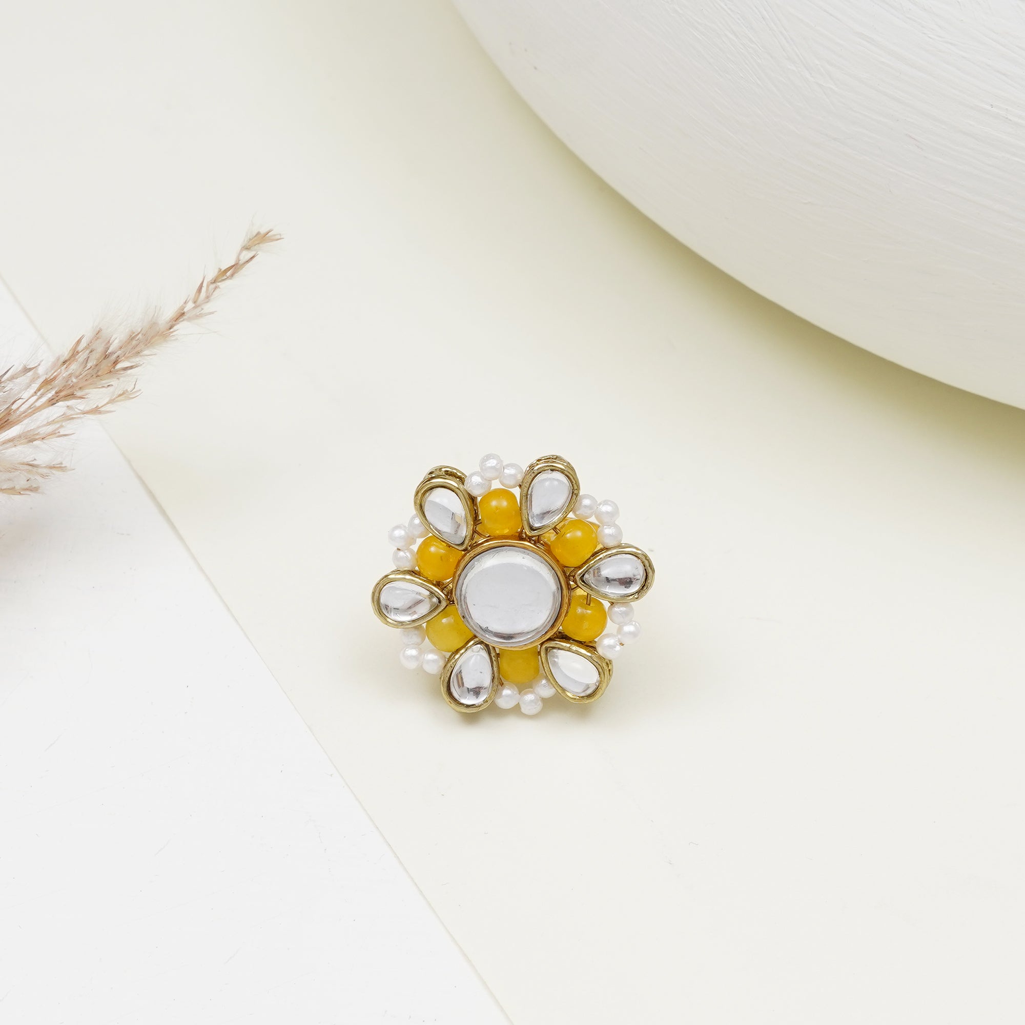 Beaded Bloom Adjustable Ring