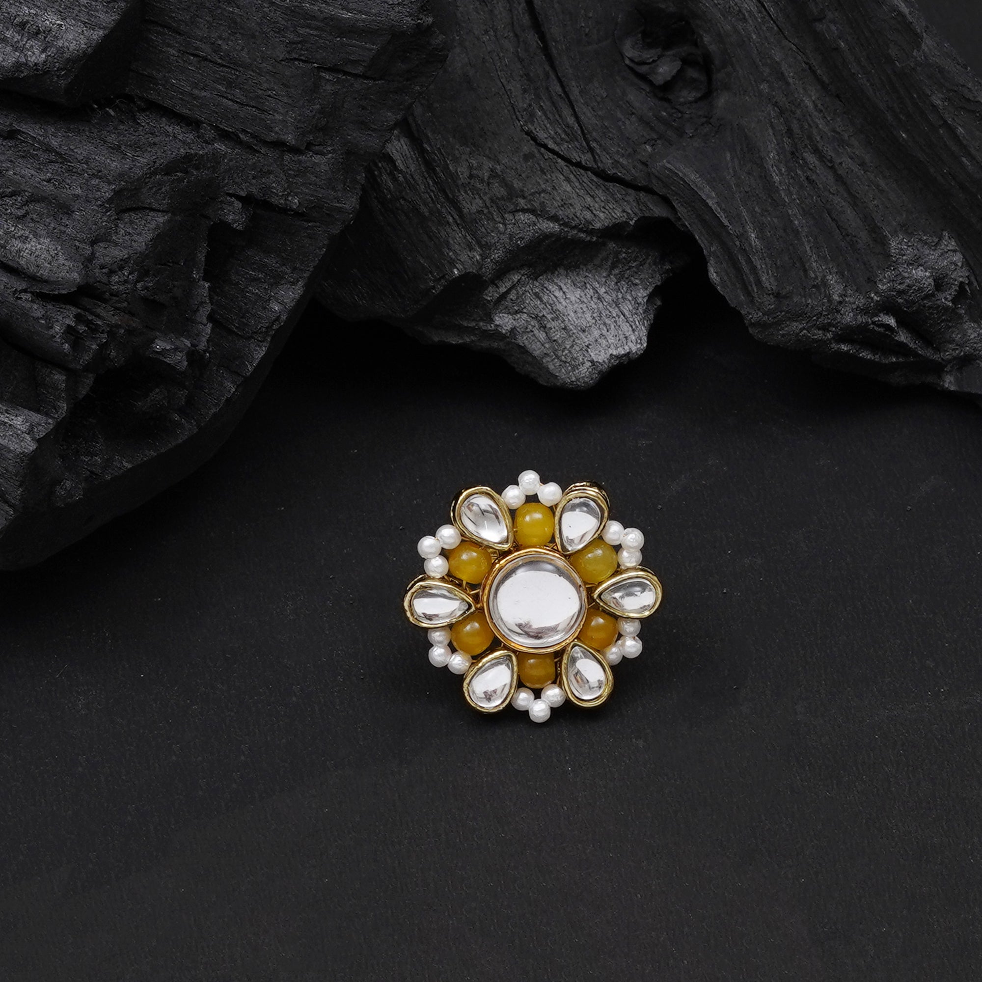 Beaded Bloom Adjustable Ring