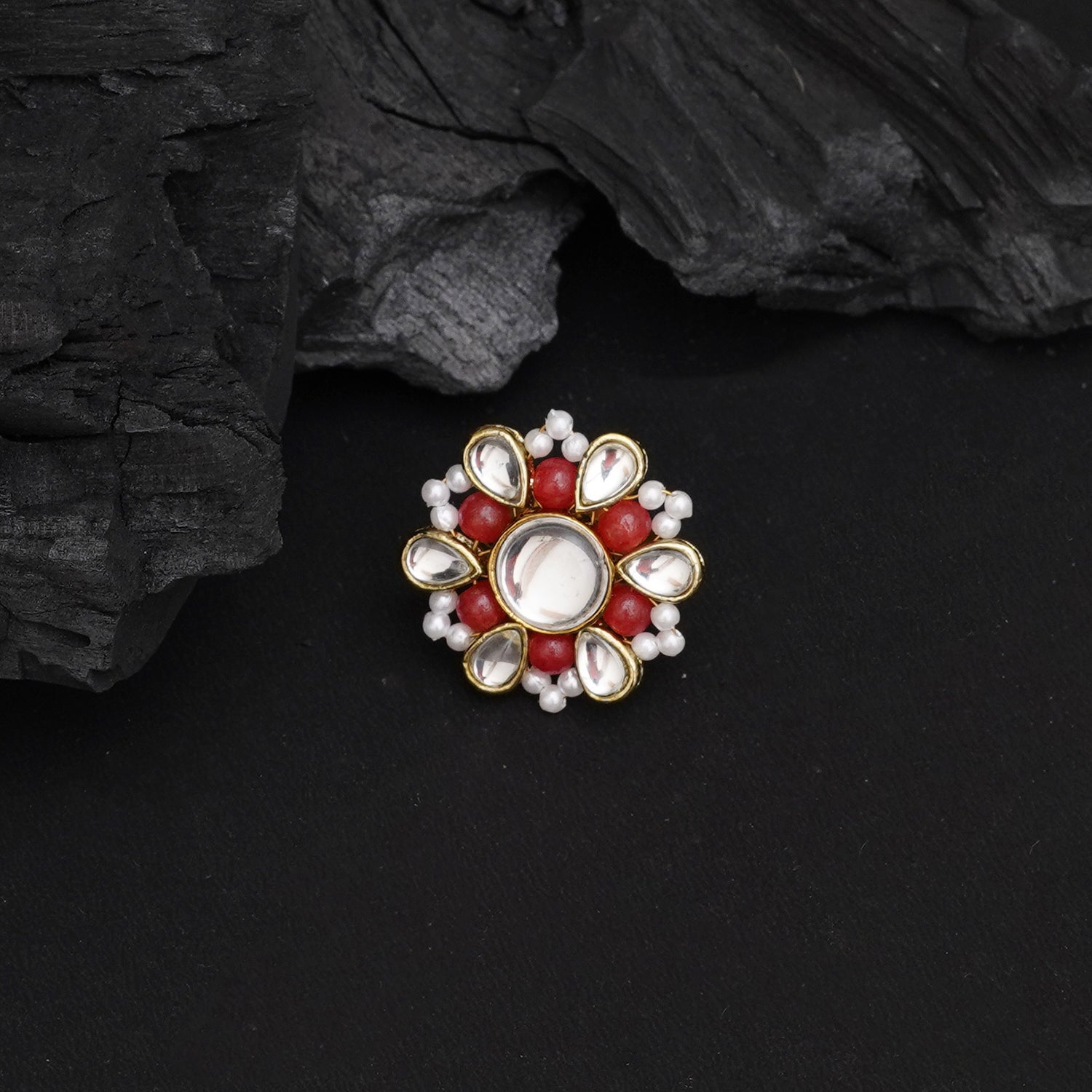 Beaded Bloom Adjustable Ring