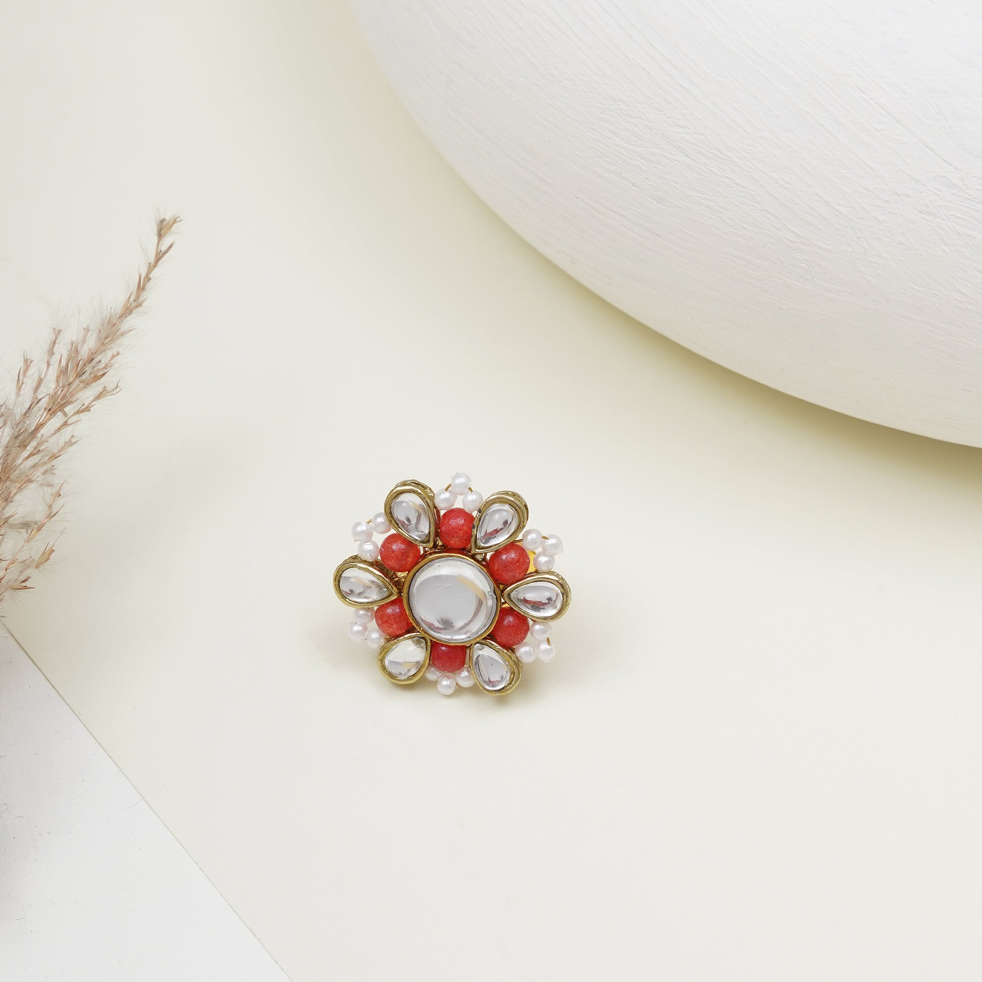 Beaded Bloom Adjustable Ring