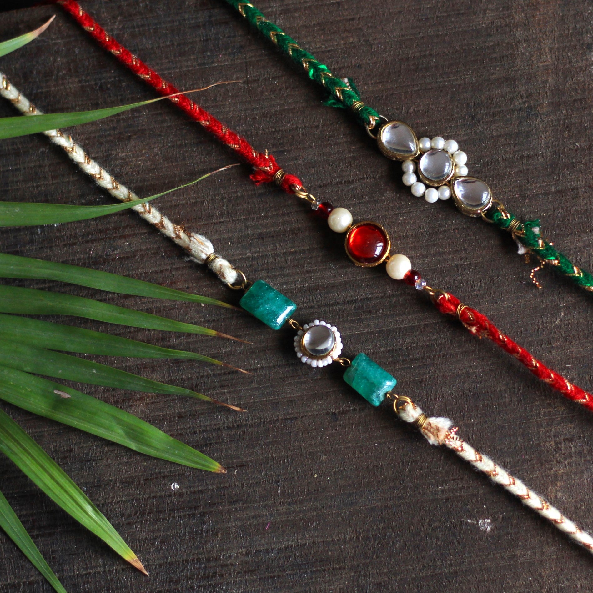 Set Of 3 Kundan Rakhi Combo