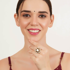 Beaded Bloom Adjustable Ring - BeAbhika.com