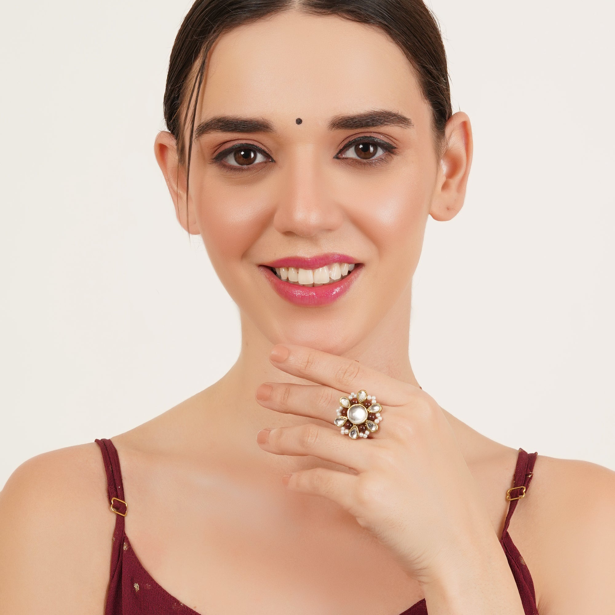 Beaded Bloom Adjustable Ring