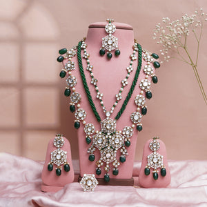 Rajsi — Bridal Kundan Necklace Set with Green Drops