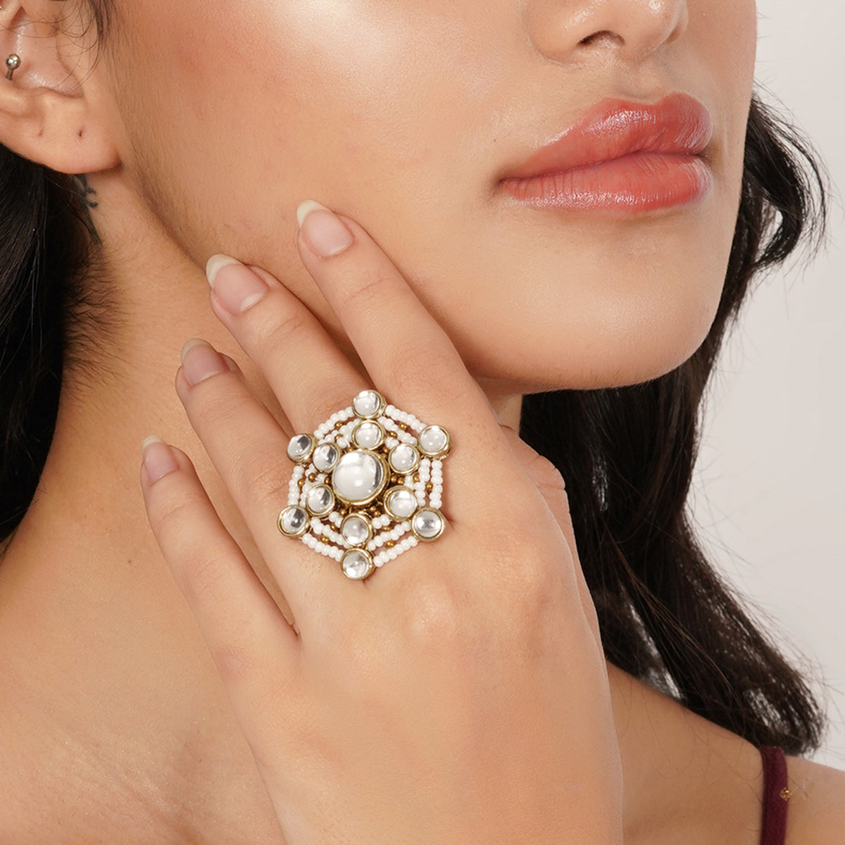 Rajsi — Bridal Floral Kundan Ring