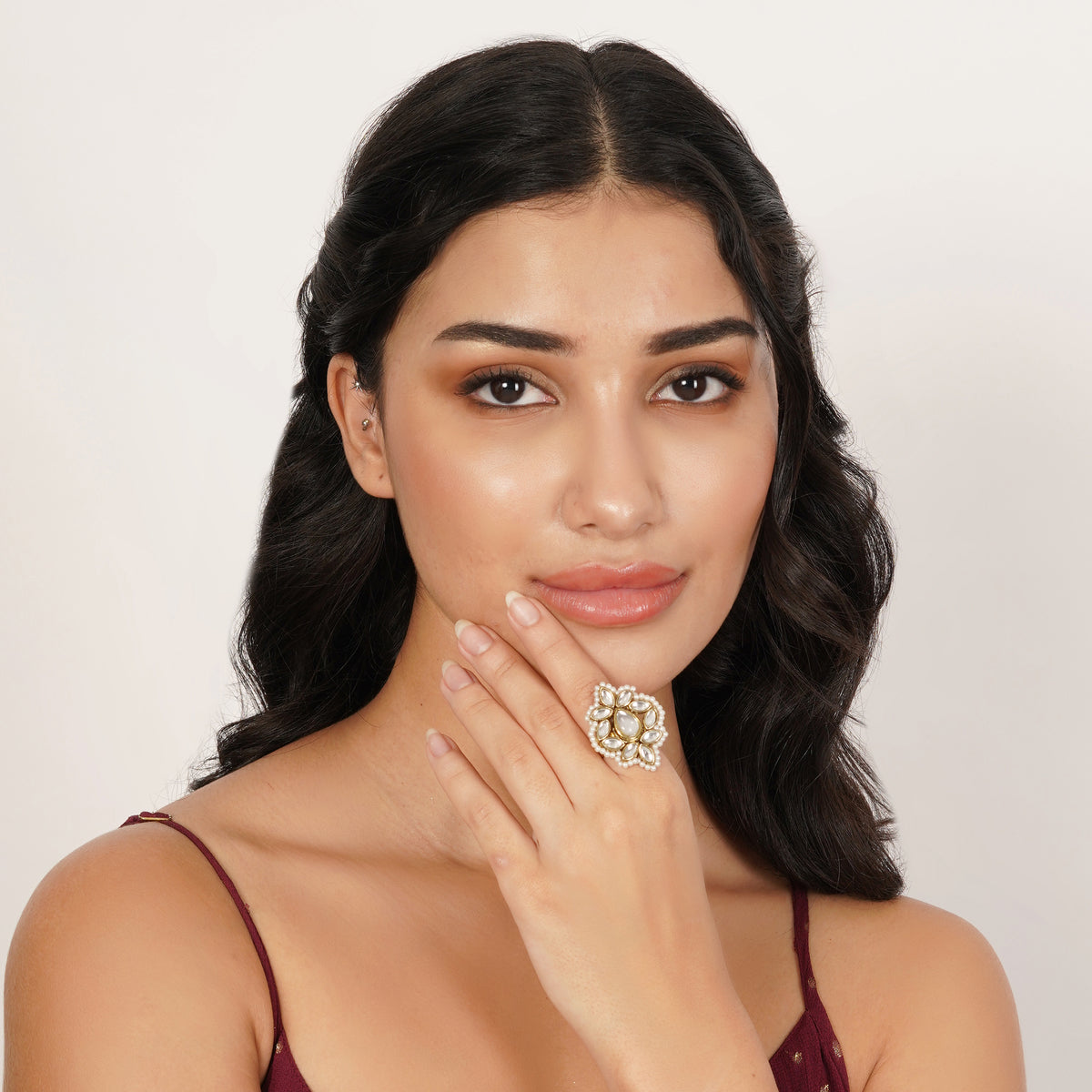 Niraali — Floral Kundan Ring