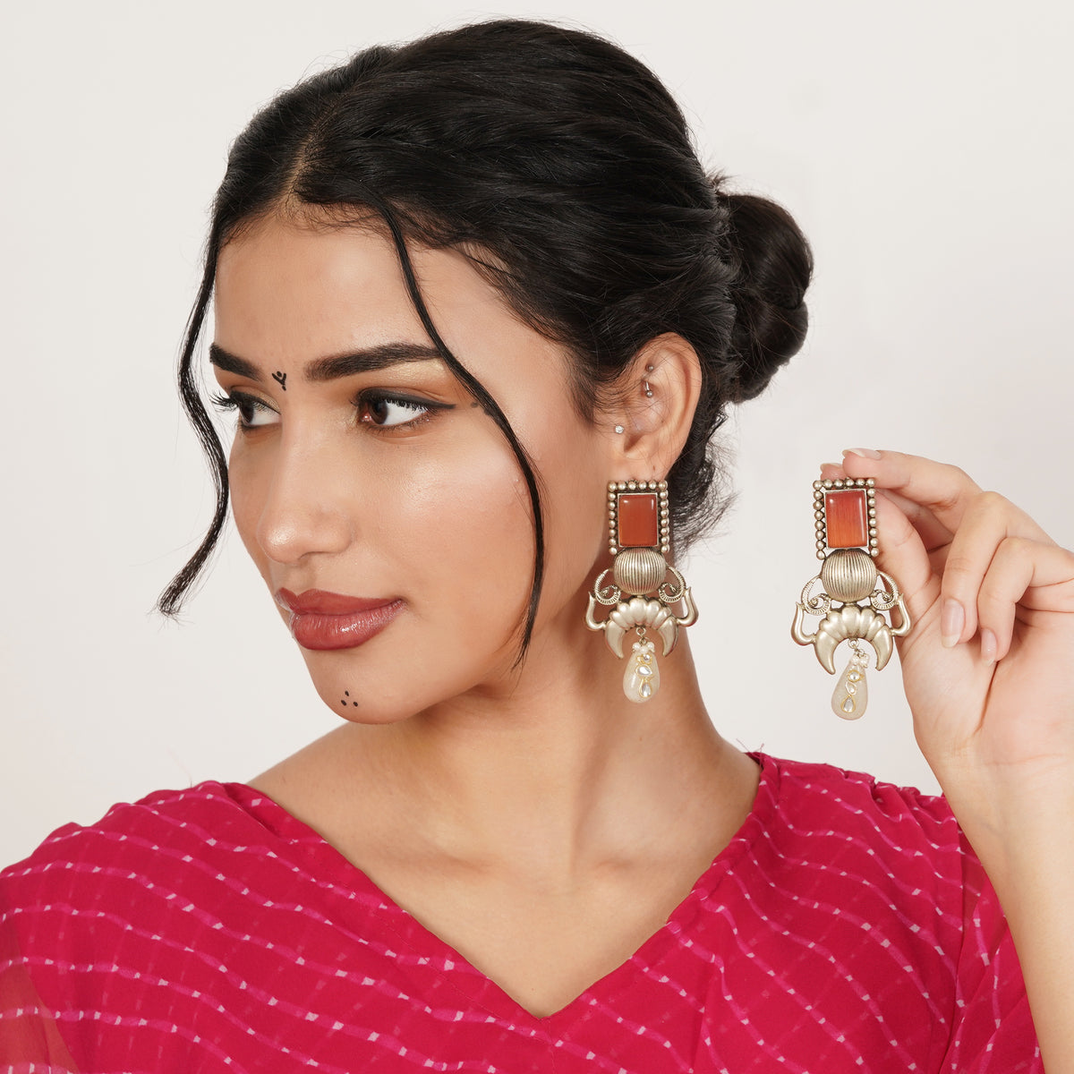 Rust & lvory Drop Earring