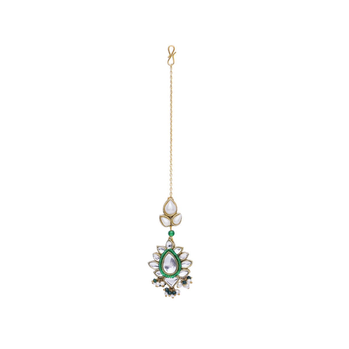 Bahaar — Floral Kundan Maangtikka with Green Accents