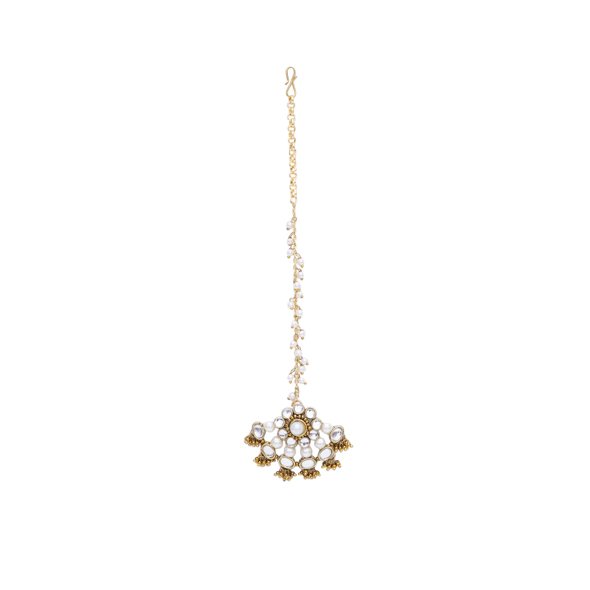 Sunheri — Floral Kundan Maangtikka with Pearls