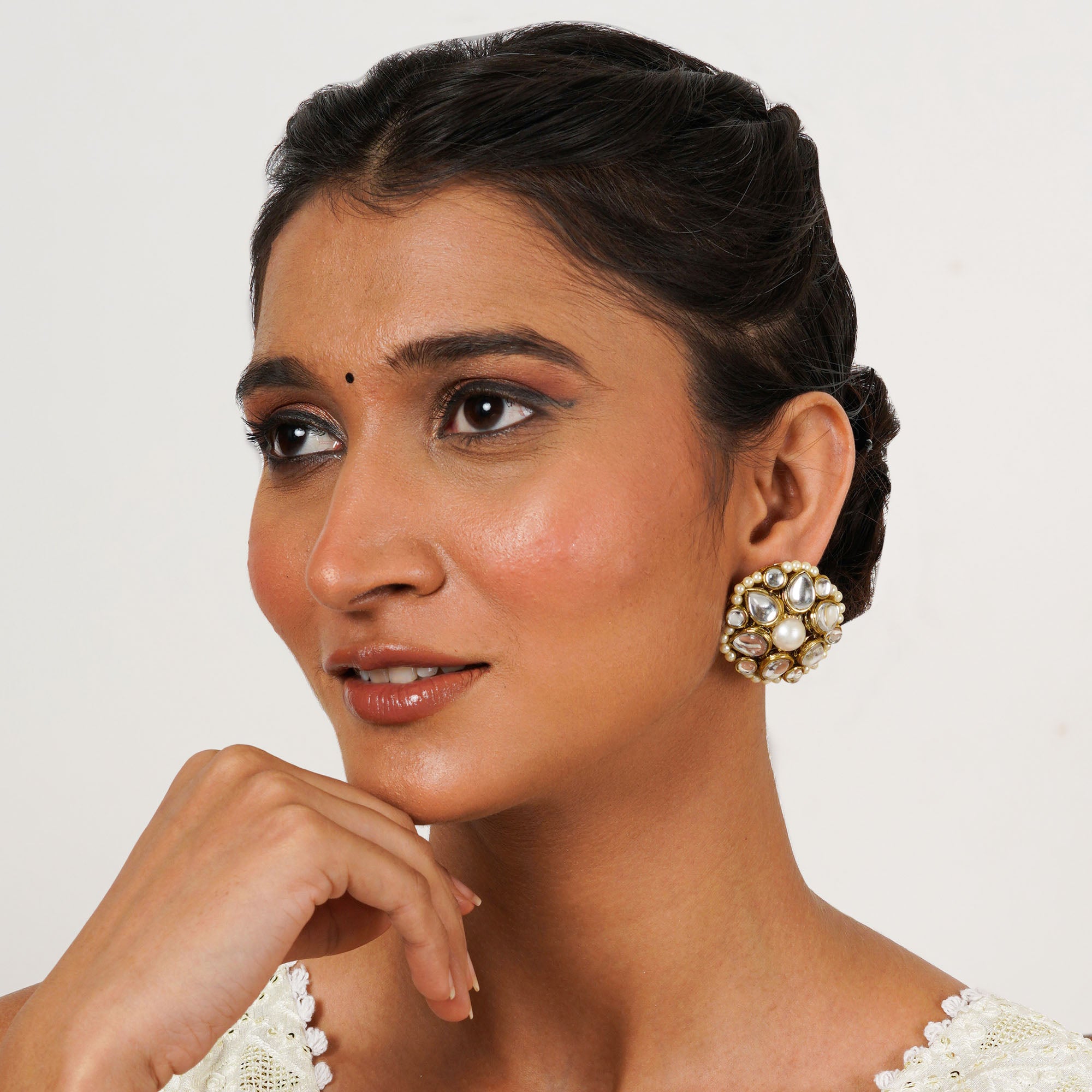 Kundan Flower Stud Earrings